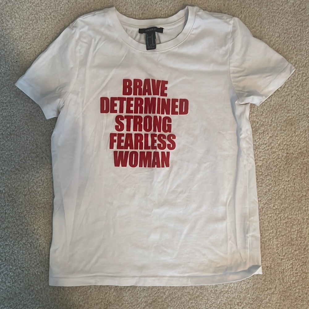 White & Red Short Sleeve Graphic T-Shirt